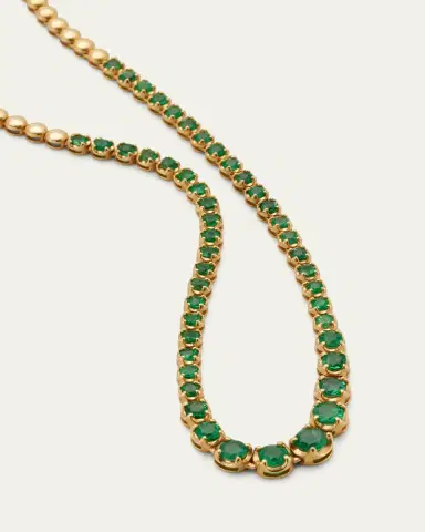 Jennifer Meyer Yellow Gold Graduated Emerald Tennis Necklace | Thumbnail 3