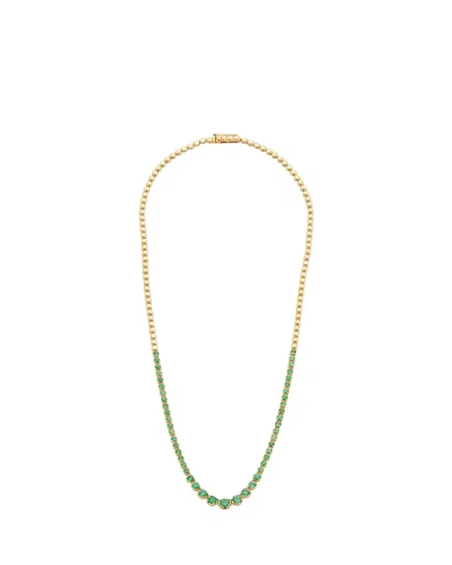 Jennifer Meyer Yellow Gold Graduated Emerald Tennis Necklace
