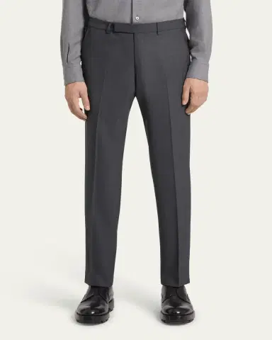 Zegna Men's High Performance Flat-Front Trousers | Thumbnail 4 Zegna Men's High Performance Flat-Front Trousers | Thumbnail 4