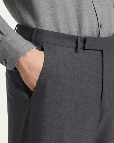 Zegna Men's High Performance Flat-Front Trousers | Thumbnail 5 Zegna Men's High Performance Flat-Front Trousers | Thumbnail 5