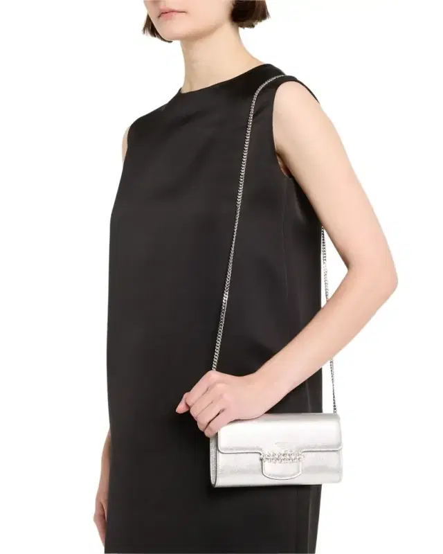 Jimmy Choo Bing Crystal Metallic Leather Wallet
