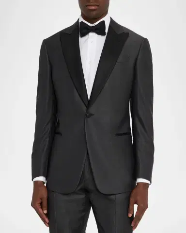 Giorgio Armani Men's Micro-Dot Silk Peak Lapel Tuxedo | Thumbnail 3 Giorgio Armani Men's Micro-Dot Silk Peak Lapel Tuxedo | Thumbnail 3