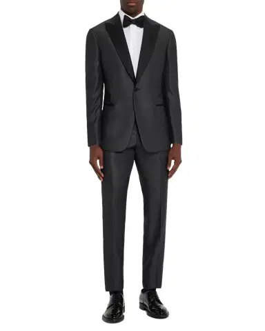 Giorgio Armani Men's Micro-Dot Silk Peak Lapel Tuxedo | Thumbnail 1 Giorgio Armani Men's Micro-Dot Silk Peak Lapel Tuxedo | Thumbnail 1