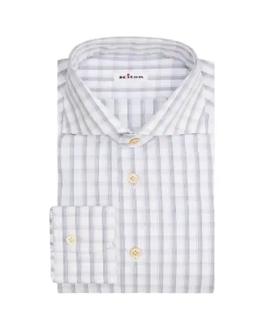 Kiton Men's Check Cotton Dress Shirt | Thumbnail 1