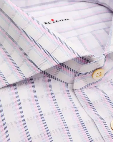 Kiton Men's Check Cotton Dress Shirt | Thumbnail 2 Kiton Men's Check Cotton Dress Shirt | Thumbnail 2