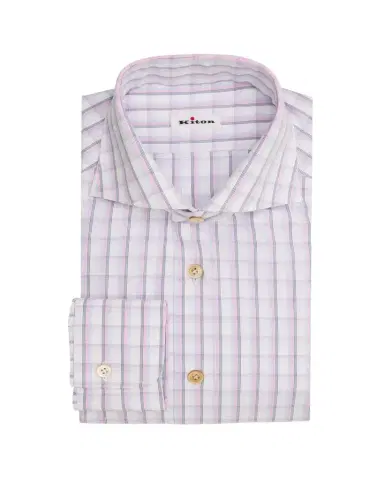 Kiton Men's Check Cotton Dress Shirt | Thumbnail 1 Kiton Men's Check Cotton Dress Shirt | Thumbnail 1