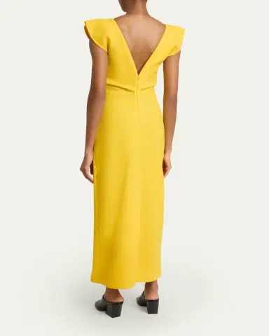 Proenza Schouler Mariam Flutter-Sleeve Wool Scuba Maxi Dress | Thumbnail 3 Proenza Schouler Mariam Flutter-Sleeve Wool Scuba Maxi Dress | Thumbnail 3