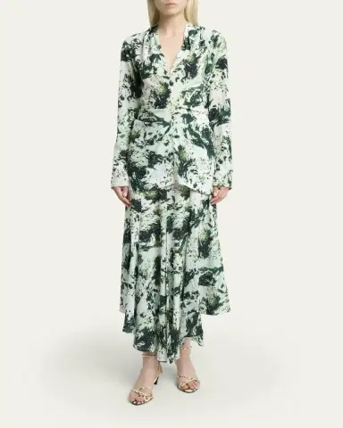 Proenza Schouler Adela Printed V-Neck Top | Thumbnail 2 Proenza Schouler Adela Printed V-Neck Top | Thumbnail 2