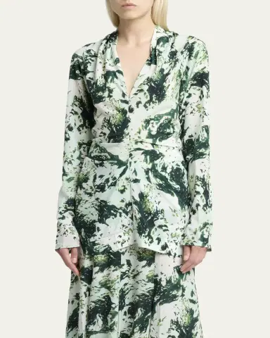 Proenza Schouler Adela Printed V-Neck Top | Thumbnail 4 Proenza Schouler Adela Printed V-Neck Top | Thumbnail 4