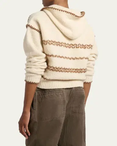 Etoile Isabel Marant Romera Stripe Embroidered Wool-Mohair Hooded Sweater | Thumbnail 3 Etoile Isabel Marant Romera Stripe Embroidered Wool-Mohair Hooded Sweater | Thumbnail 3