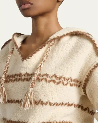 Etoile Isabel Marant Romera Stripe Embroidered Wool-Mohair Hooded Sweater | Thumbnail 5 Etoile Isabel Marant Romera Stripe Embroidered Wool-Mohair Hooded Sweater | Thumbnail 5