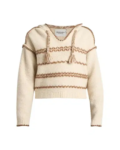 Etoile Isabel Marant Romera Stripe Embroidered Wool-Mohair Hooded Sweater | Thumbnail 1 Etoile Isabel Marant Romera Stripe Embroidered Wool-Mohair Hooded Sweater | Thumbnail 1
