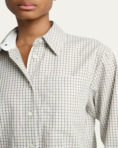 Proenza Schouler White Label Olive Cropped Check Shirt | Thumbnail 5 Proenza Schouler White Label Olive Cropped Check Shirt | Thumbnail 5