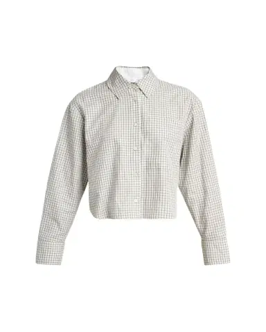Proenza Schouler White Label Olive Cropped Check Shirt | Thumbnail 1 Proenza Schouler White Label Olive Cropped Check Shirt | Thumbnail 1