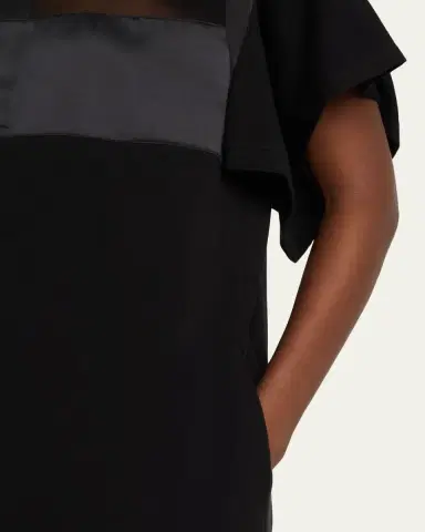 sacai Satin-Inset Cotton Jersey Short-Sleeve Maxi Polo Dress | Thumbnail 5 sacai Satin-Inset Cotton Jersey Short-Sleeve Maxi Polo Dress | Thumbnail 5