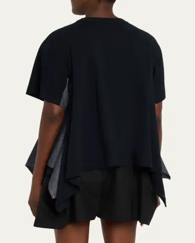 SACAI Denim Side-Panel Short-Sleeve Cotton Jersey T-Shirt | Thumbnail 3