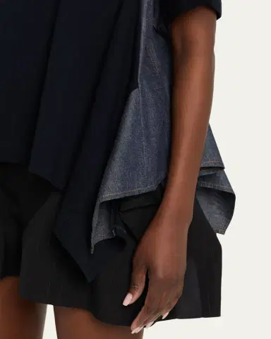 SACAI Denim Side-Panel Short-Sleeve Cotton Jersey T-Shirt | Thumbnail 5