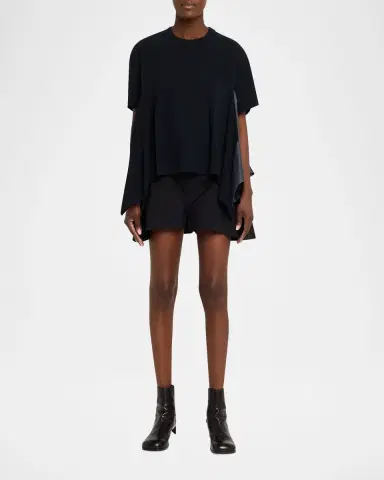 SACAI Denim Side-Panel Short-Sleeve Cotton Jersey T-Shirt | Thumbnail 6