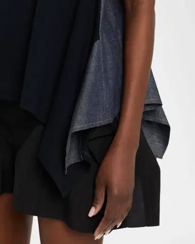 SACAI Denim Side-Panel Short-Sleeve Cotton Jersey T-Shirt | Thumbnail 9