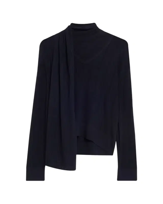 Drop Needle Knit Scarf Sweater