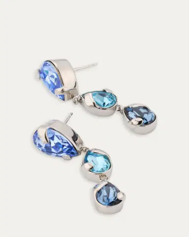 Oscar de la Renta Pear Rhinestone Drop Earrings, Dark Blue | Thumbnail 3