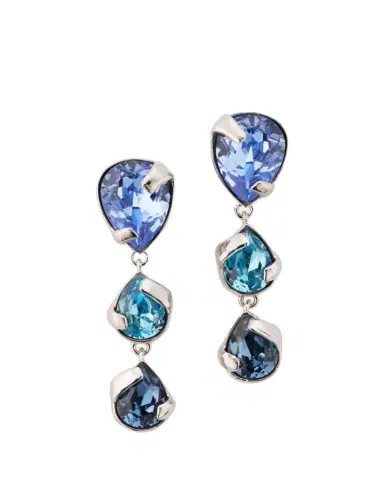 Oscar de la Renta Pear Rhinestone Drop Earrings, Dark Blue | Thumbnail 1