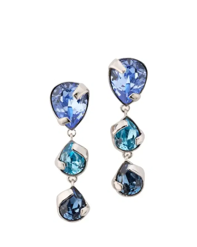 Oscar de la Renta Pear Rhinestone Drop Earrings, Dark Blue
