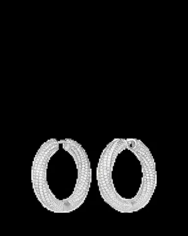 Paul Morelli 18K White Gold Ultimate Pave Diamond Hoop Earrings, 30mm | Thumbnail 2