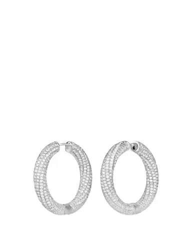 Paul Morelli 18K White Gold Ultimate Pave Diamond Hoop Earrings, 30mm | Thumbnail 1