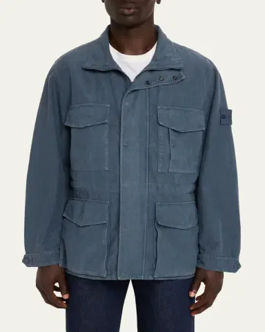 Stone Island Men's Ghost Linen-Blend Field Jacket | Thumbnail 4 Stone Island Men's Ghost Linen-Blend Field Jacket | Thumbnail 4