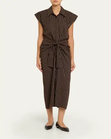 A.L.C. Emilia Pinstripe Draped Tie-Waist Shirtdress | Thumbnail 2 A.L.C. Emilia Pinstripe Draped Tie-Waist Shirtdress | Thumbnail 2
