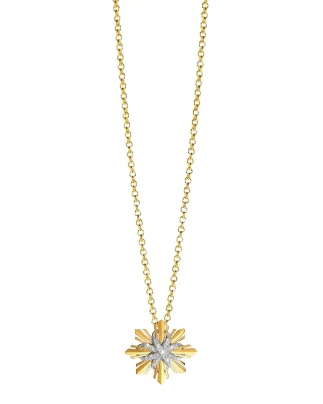 Verdura Platinum and 18K Yellow Gold Diamond Etoile Mini Pendant Necklace