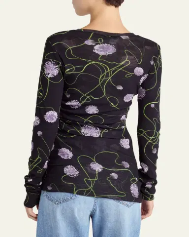 Stella McCartney Twisted Allium Layered Mesh Long-Sleeve Top | Thumbnail 3 Stella McCartney Twisted Allium Layered Mesh Long-Sleeve Top | Thumbnail 3