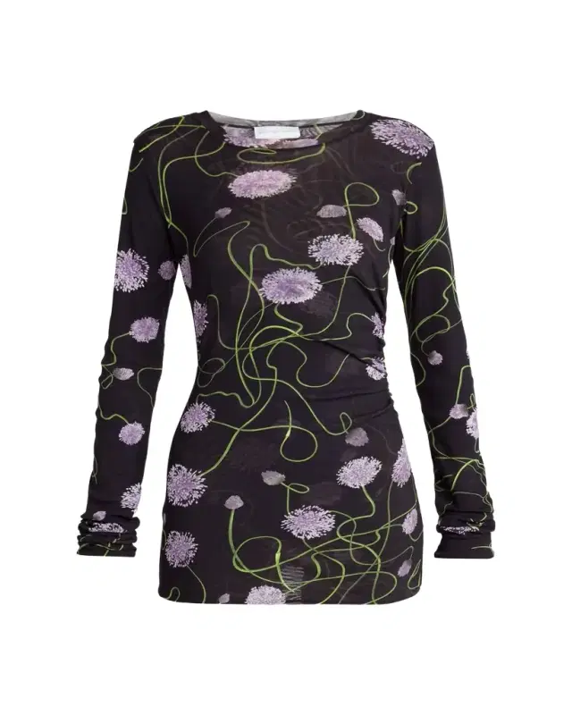 Stella McCartney Twisted Allium Layered Mesh Long-Sleeve Top