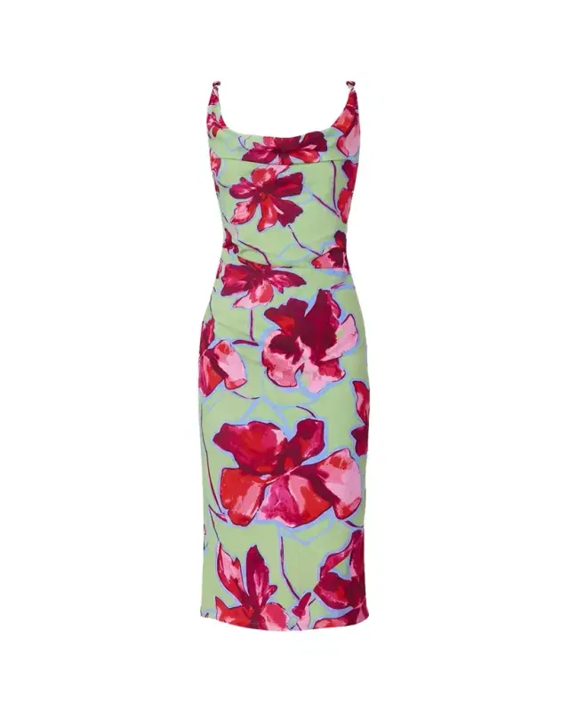 Diane von Furstenberg Delaney Ruched Cowl-Neck Midi Dress