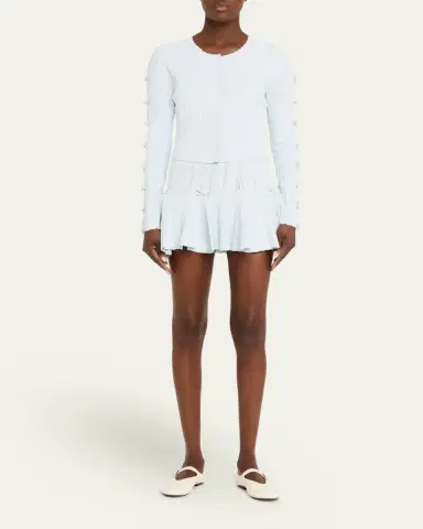 LoveShackFancy Meryl Rib Pointelle Mini Skirt | Thumbnail 2 LoveShackFancy Meryl Rib Pointelle Mini Skirt | Thumbnail 2