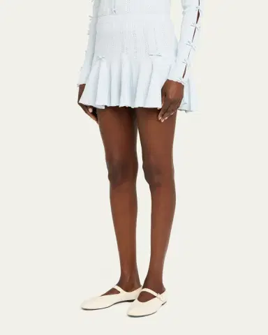 LoveShackFancy Meryl Rib Pointelle Mini Skirt | Thumbnail 4 LoveShackFancy Meryl Rib Pointelle Mini Skirt | Thumbnail 4
