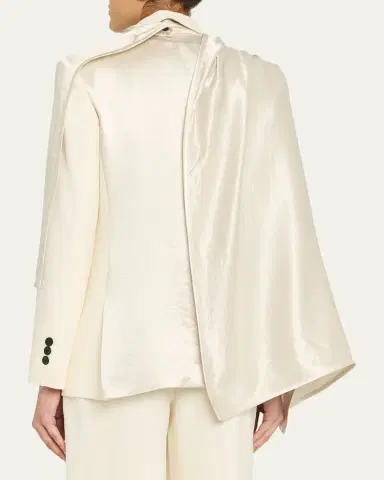 Maria McManus Draped Satin Cloak Double-Breasted Blazer | Thumbnail 3 Maria McManus Draped Satin Cloak Double-Breasted Blazer | Thumbnail 3