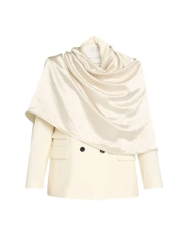 MARIA MCMANUS Draped Satin Cloak Double-Breasted Blazer