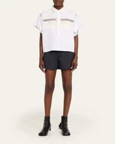 sacai Nylon Twill Double-Waistband Suiting Shorts | Thumbnail 2
