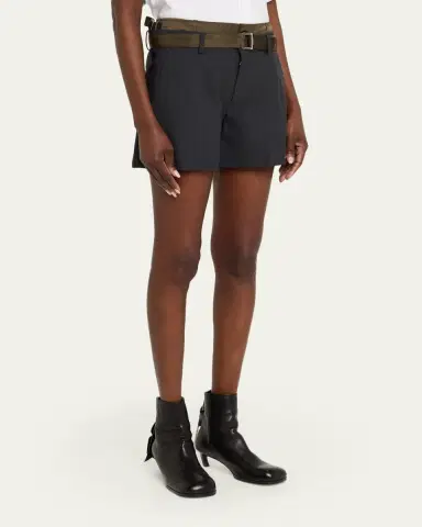 sacai Nylon Twill Double-Waistband Suiting Shorts | Thumbnail 4