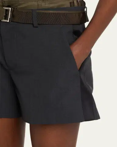 sacai Nylon Twill Double-Waistband Suiting Shorts | Thumbnail 5