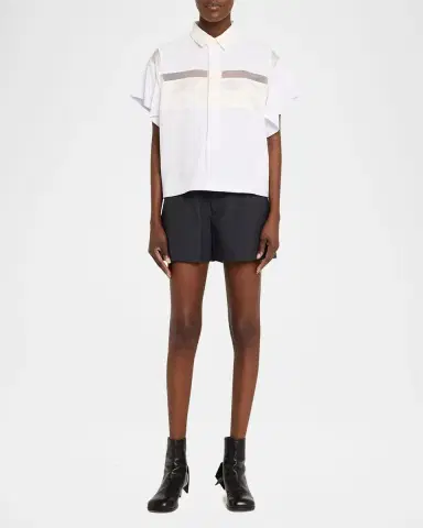 sacai Nylon Twill Double-Waistband Suiting Shorts | Thumbnail 6
