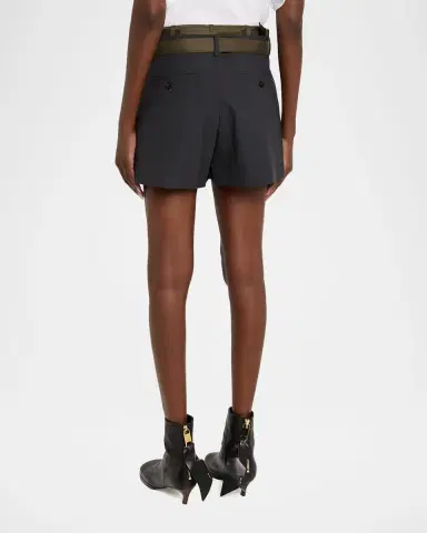 sacai Nylon Twill Double-Waistband Suiting Shorts | Thumbnail 7