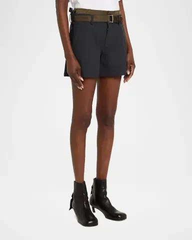 sacai Nylon Twill Double-Waistband Suiting Shorts | Thumbnail 8