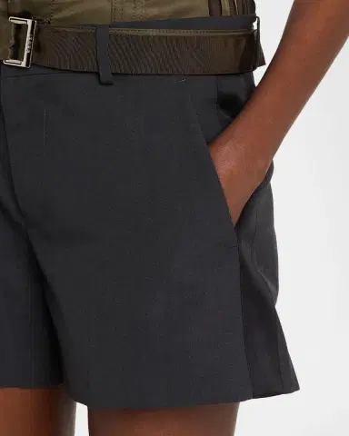 sacai Nylon Twill Double-Waistband Suiting Shorts | Thumbnail 9
