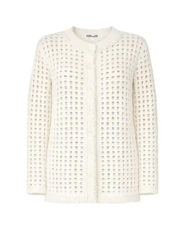 Diane von Furstenberg Celestina Fringed Open-Stitch Cardigan