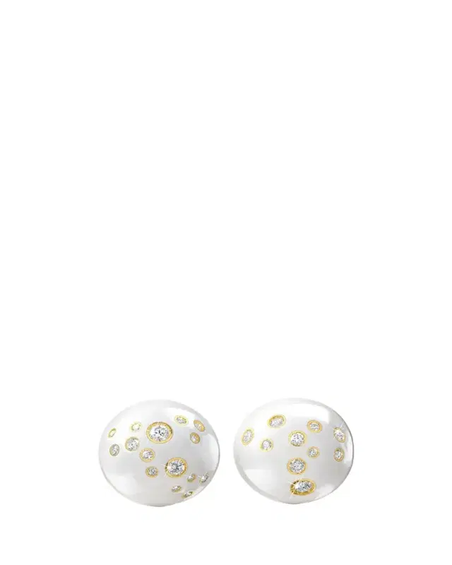 Verdura 18K Yellow Gold Constellation Dome Earrings, White