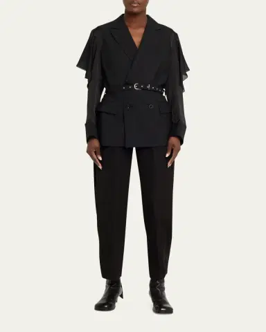 sacai Double-Faced Silk-Cotton Barrel-Leg Ankle Pants | Thumbnail 2 sacai Double-Faced Silk-Cotton Barrel-Leg Ankle Pants | Thumbnail 2