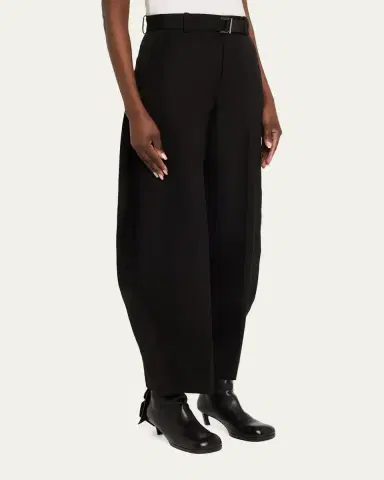 sacai Double-Faced Silk-Cotton Barrel-Leg Ankle Pants | Thumbnail 4 sacai Double-Faced Silk-Cotton Barrel-Leg Ankle Pants | Thumbnail 4